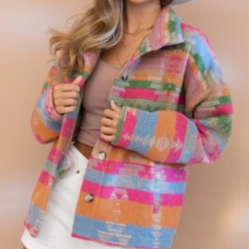 Multicolor Patterned Women's Jacket/Shacket - Bri… - image 1